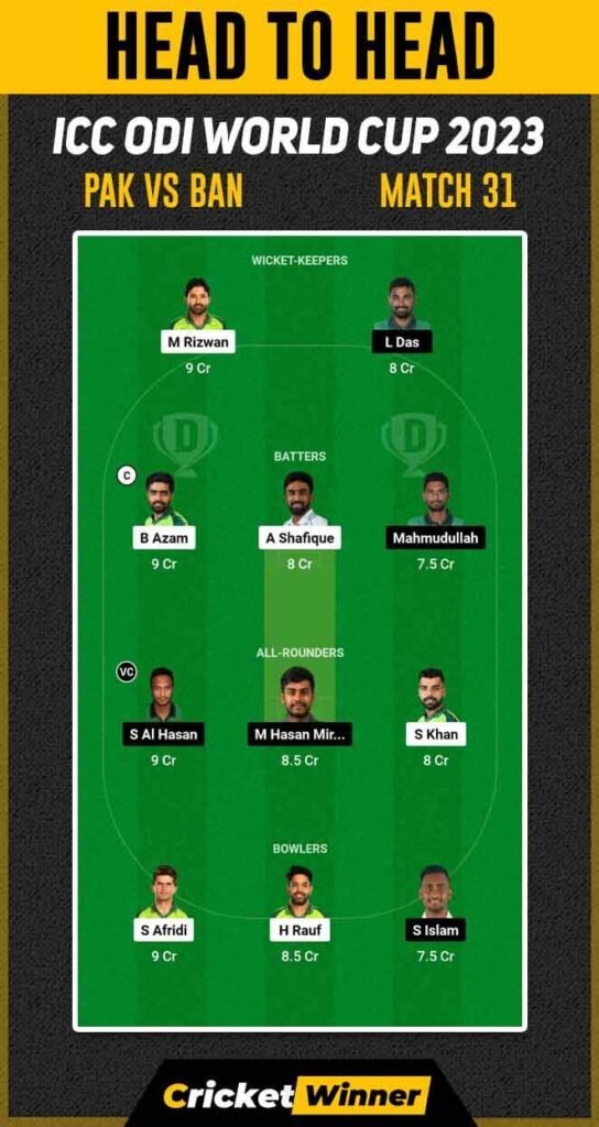 PAK vs BAN Dream11 Prediction, Fantasy Cricket Tips, Probable Playing XI, Pitch Report & Injury Updates For 31th Match