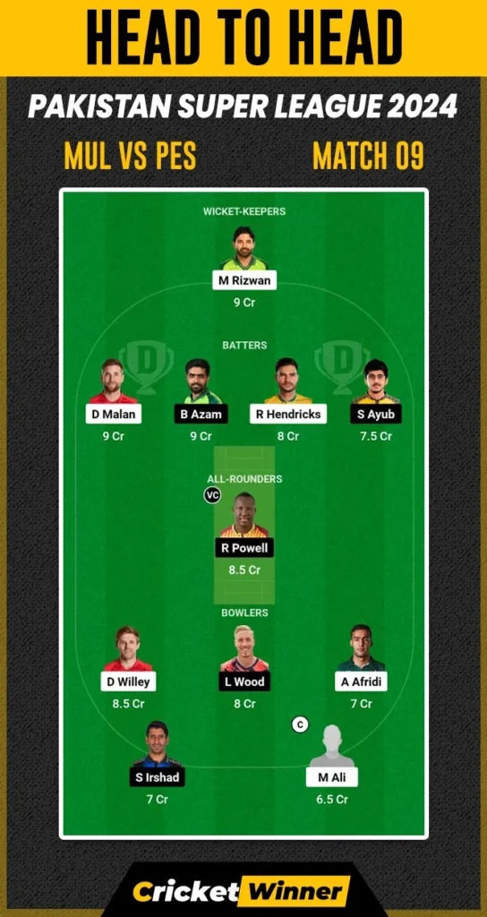 PES vs MUL Dream11 Prediction, Fantasy Cricket Tips, Probable Playing XI, Pitch Report & Injury Updates For 09th Match